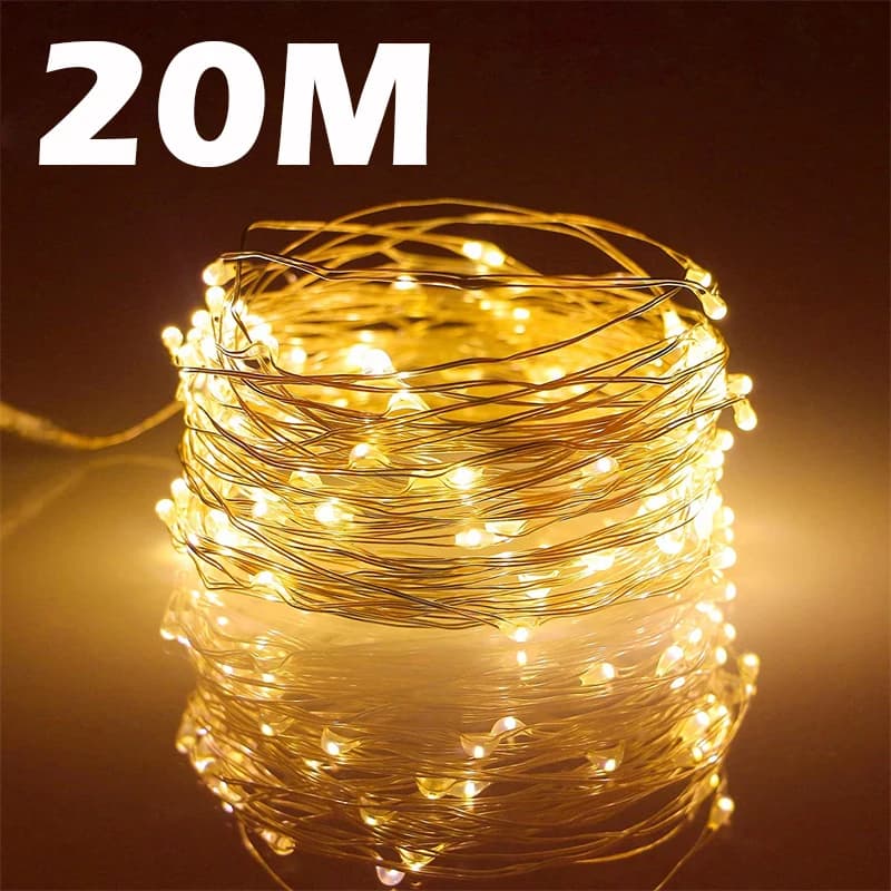 USB Led Fairy Lights Copper Wire String 20M 200LED Holiday Outdoor Lamp Garland For Christmas Tree Wedding Party Decorat