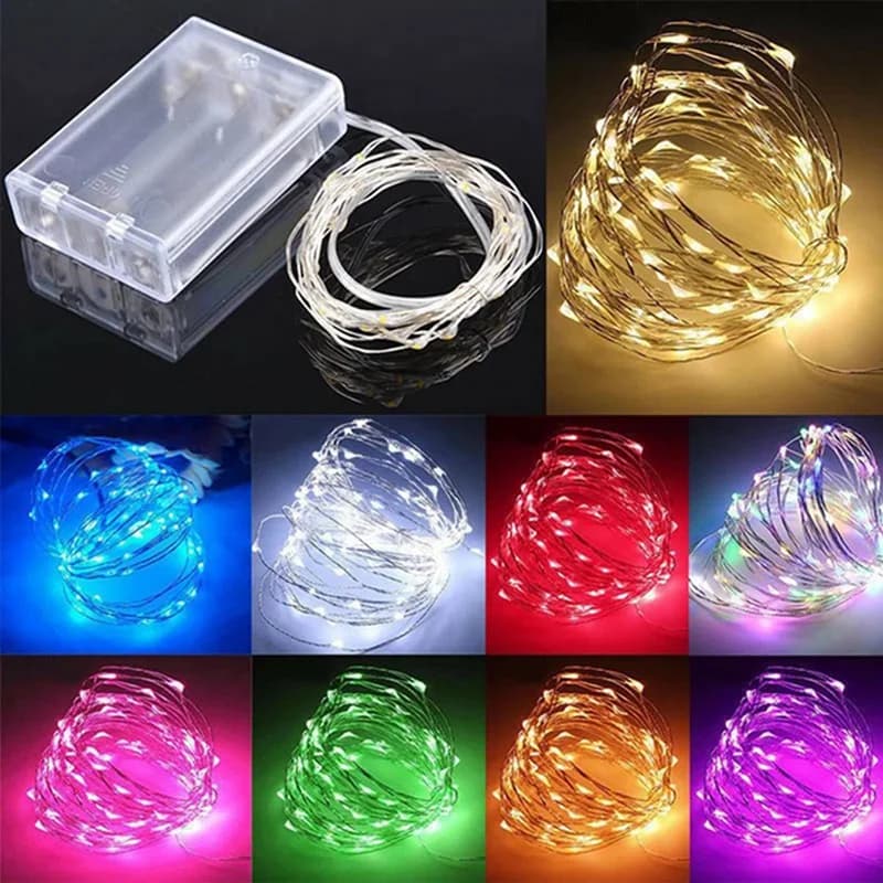 1Pack Fairy Light String Led Copper Wire String Light 1/2/3/5/10M Battery Powered For Bedroom Garden Party Wedding Decor