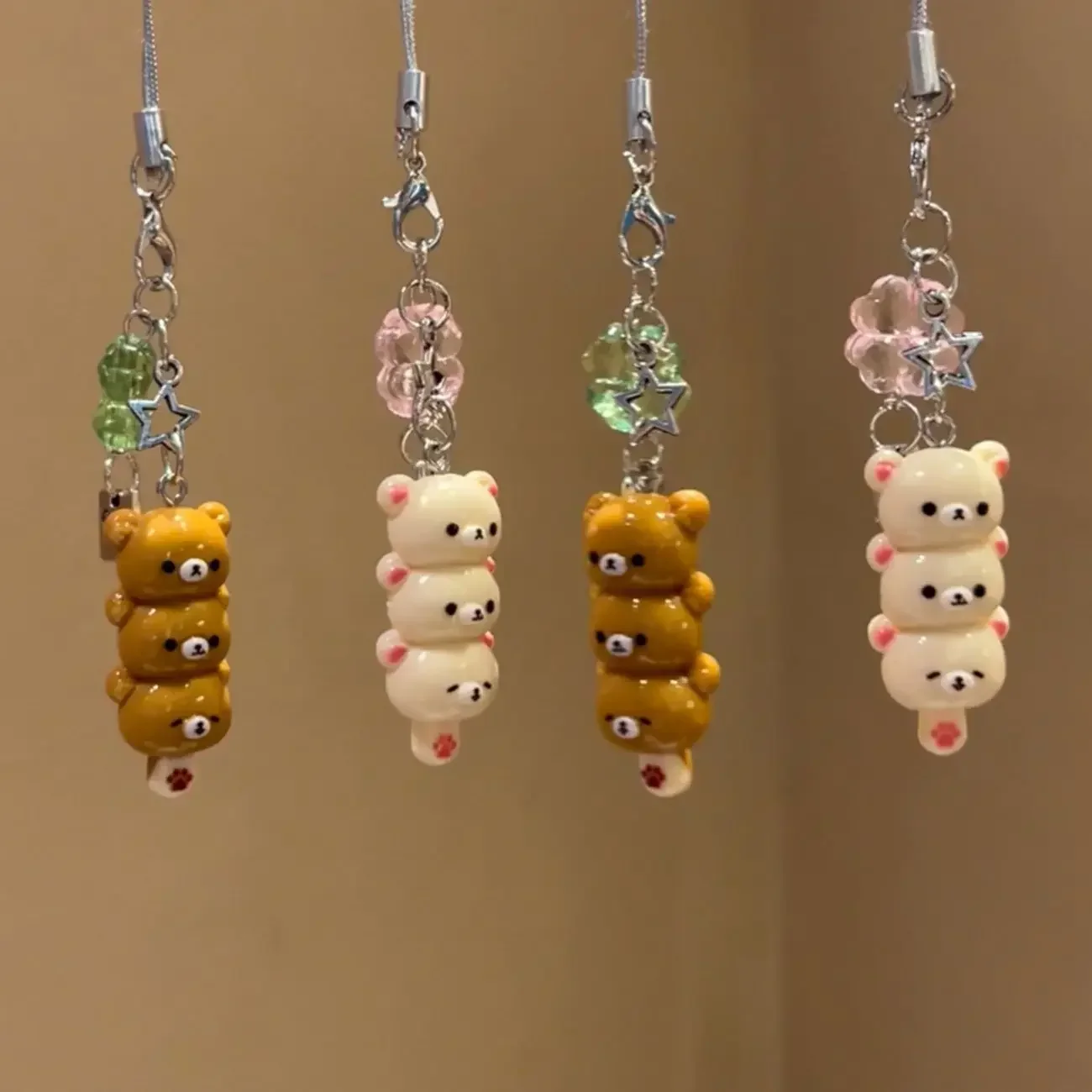 Cute Bear Phone Charms Pendant Kawaii Anime Keychain Accessories For Keys Schoolbag iPhone 17Promax Airpods Ins Korea Ne