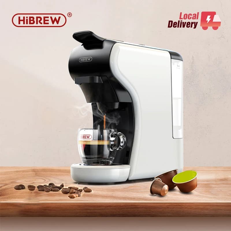 HiBREW 4 in 1 Multiple Capsule Coffee Maker Full Automatic With Hot & Cold Milk Foaming Machine Frother & Plastic Tray S