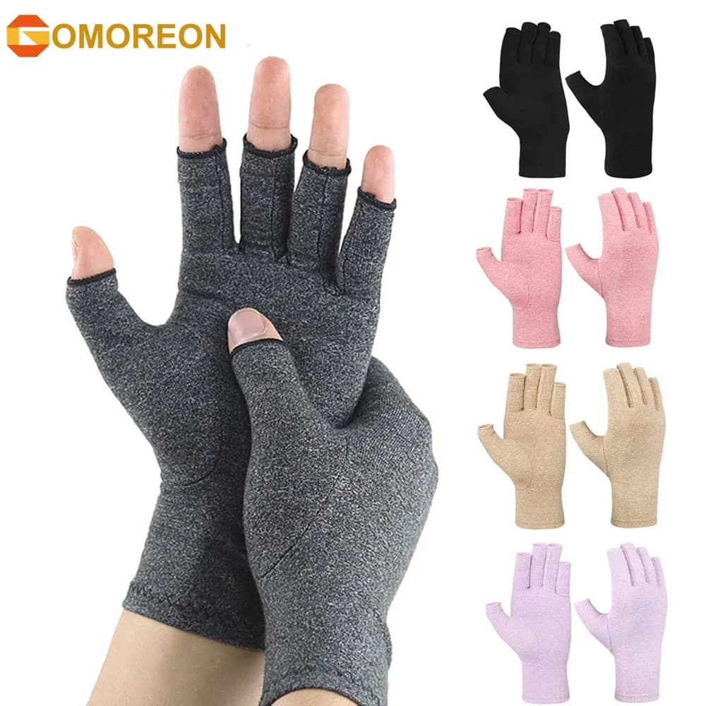 GOMOREON 1Pair Arthritis Gloves Women Men, Carpal Tunnel, Rheumatiod, Tendonitis, Fingerless Hand Thumb Compression Glov