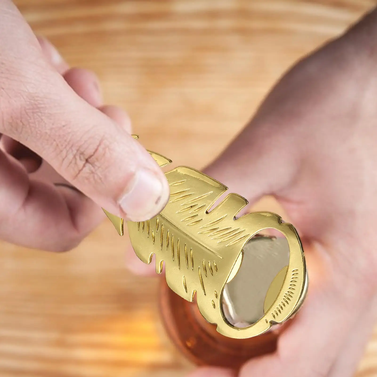 Zinc Alloy Bottle Opener Golden Feathers Beer Caps Remover Portable Multi-functional Gadgets For Kitchen Picnic Party Fa